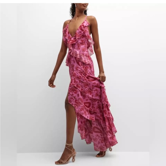 Anthropology Lace the label asymmetrical dress size small high low ruffle - Picture 8 of 10